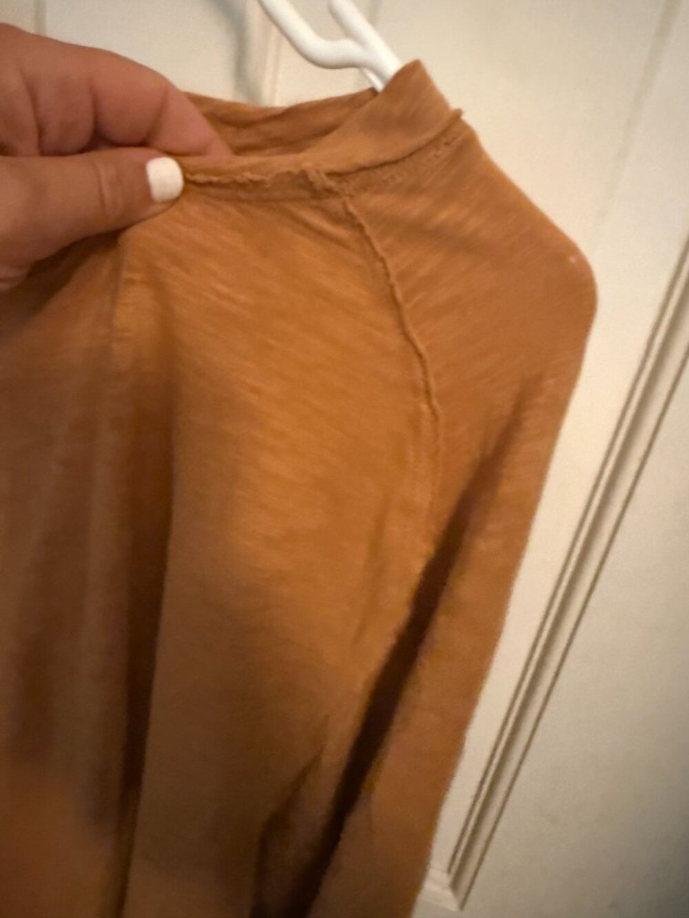 We The Free Free People Tunic Top XL | Orange Rust Long Sleeve Thumbhole Cotton - Picture 4 of 7